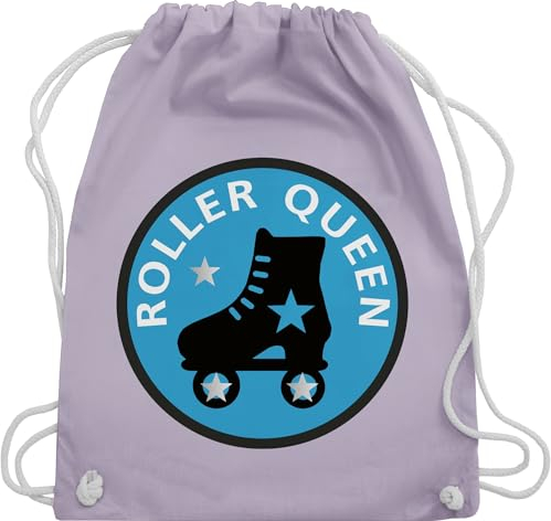 Turnbeutel Rucksack - Vintage Retro - Roller Queen Rollschuh - Unisize - Pastell Lila - rollshuhe baumwoll beutel sport inline skates gym bag wrotki stoffbeutel baumwolle bags kinderturnbeutel