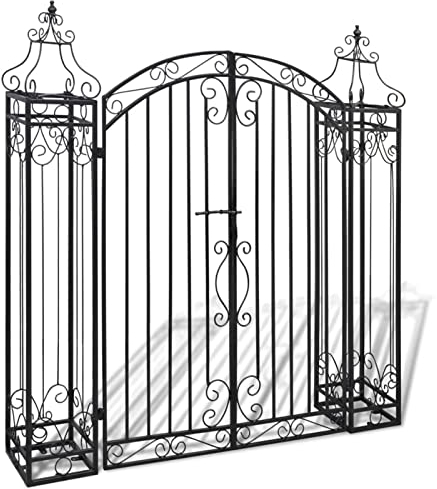 LAPOOH Zierendes Gartentor, Gartentür, Gartentüren, Gartenzaun Tür, Zauntür, Flügeltore, Garten Türe, Maschendrahtzaun, Schmiedeeisen 122×20,5×134 cm