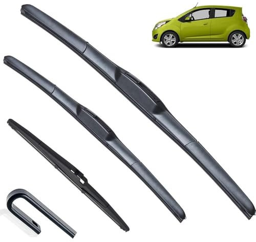 Autopixl 3-teiliges Scheibenwischer-Set für vorne und hinten, kompatibel mit Chevrolet Spark M300 2009–2015, 21+16+12 Windschutzscheibe, Fenster