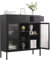 Mein-Regal Highboard Paris mit 3 Schubladen Beistellschrank Wohnzimmer Metall Schrank Ablage 2 Glastüren, Kommode für Bücher und Deko LxBxH ca. 105x35x110 cm