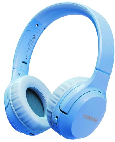 KONNAO Kinder Kopfhörer Wireless 60H, Faltbare On Ear Kopfhörer mit MIC, Lautstärkebegrenzer 85dB/94dB Drahtlose Kopfhörer, Over-Ear Kopfhörer für Kinder Erwachsene Schule Online Class Reisen