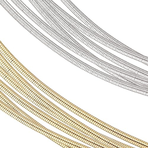 BENECREAT Cable En Bobina Flexible Redondo Calibre 18/1mm, Alambre de Cobre En Espiral de Oro Y Plata, Alambre de Oro Y Plata Francés, Alambre Metálico para Decoración de Prendas de Joyas.