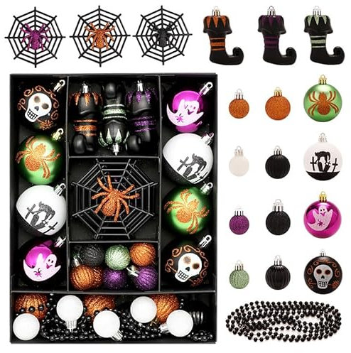 DUOJIN Ornamenti a Sfera Infrangibili per Halloween, Decorazioni per Albero