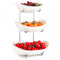 Gelory 3 Tier Fruit Bowls for Kitchen Counter, Ceramic Fruit Bowl with Metal Rack, Porcelain Kitchen Bowls Veggies Snack Nuts Bread Candy Dessert Cake Tray (White)