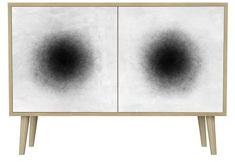 HEALANCY Kommode mit 2 Türen - Sideboard - Schrank - Komodenschrank - Highboard - Kleiderschrank Möbel - Flurkommode - Wohnzimmer Schlafzimmer Esszimmer Buche - Riva-Eiche