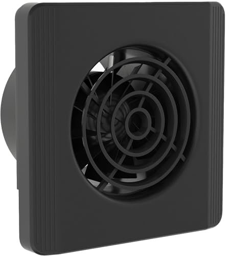 Silent Bathroom Extractor Fan with Timer 4 Inch 100mm Pure - Black Extractor Fan Bathroom Ceiling or Wall Mounted, Ventilation Fans for Bathrooms, Axial Fans for Air Flow & Ventilation in Bathrooms