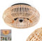 HOFSTEIN Deckenventilator Mulstrand, Ventilator aus Metall/Bambus in Schwarz/Natur mit Fernbedienung, Auf-/Abwind-Funktion u. Lichteffekt an der Decke, Deckenleuchte 4-flammig Ø 50cm, 4x E27, 3 Stufen