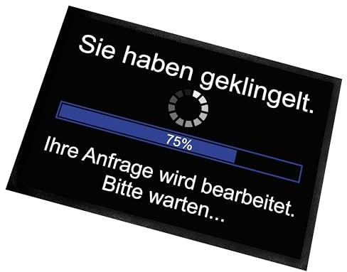 Fußmatte | Türmatte mit Spruch | 60x40cm | Sie haben geklingelt. Ihre Anfrage wird bearbeitet. Bitte warten... | für innen und außen | Vorleger für die Haustür / Flur | Geschenk zur ersten Wohnung