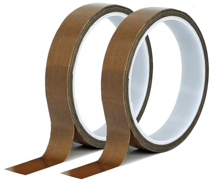 2 Stück Teflonband Hitzebeständiges Klebeband Auspuff Dichtband KaptonTape Selbstklebend PTFE Glasklebeband High Temp Klebeband Dichuntgsband 15mmx10mx0.18mm für Vakuumiergerät kabelbeschriftung