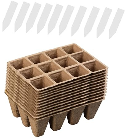 INOOMP Zellstoff Anzuchttöpfe 24 Stück Biologisch Abbaubar für Setzlinge Jungpflanzen Pulp Nursery Pots mit Wurzeldurchdringung