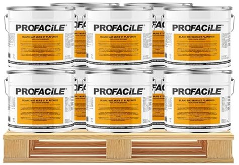 PROFACILE Peinture blanc mat intérieur murs et plafonds, sans odeur, 2 en 1, sous-couche intégrée 10 x 10L