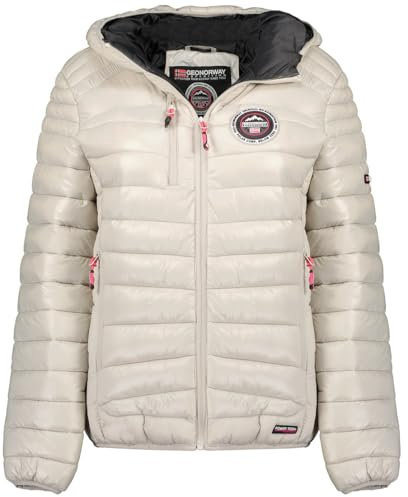 Geographical Norway Bambway Lady Veste Coupe Vent Femme Outdoor - Blouson Deperlant Manches Longues Femmes - Manteau Pluie Randonnee Saison Printemps Ete Automne Hiver (Gris Clair XL)