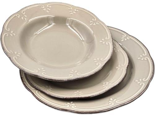 VAJILLA PORCELANA GRES MORDERNA CALIDAD 6 PERSONAS (18 PIEZAS) VERDE - BEIGE (BEIS) - BLANCO (VERDE)
