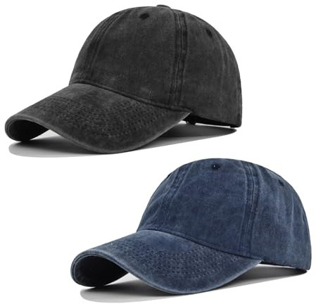 HAPEE Baseball-Kappen für Herren, 2/3er-Pack, Trucker, Klassische Snapback-Kappe (DE/NL/SE/PL, Alphanumerisch, Einheitsgröße, A-2P03-Black Navy)