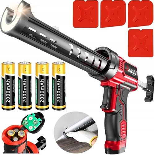 DELPHI Pressa Per Cartucce a 4x Batteria AA 330-600ml Pressa Per Cartucce Elettrica con LED in Silicone, Acrilico, Resina, Sigillatura Per Colla, Pistola Professionale Per Silicone