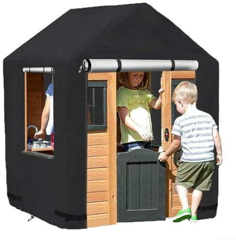 babominimer Garden wooden children's playhouse dust cover Waterproof Outdoor Playhouse Cover, 420D Oxford Fabric, Ripstop Design(B)