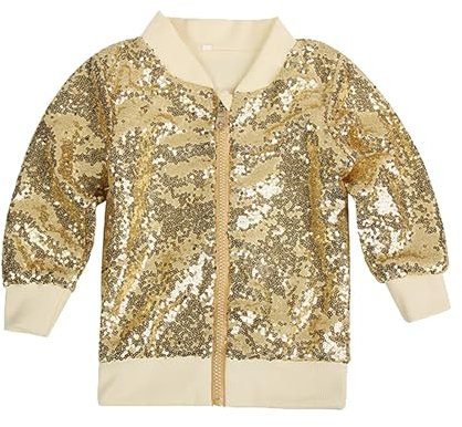 Generico Piumini Leggeri Bambina Giubbotto Antivento Cappotto da spettacolo con paillettes da ragazza Cappotto casual Cappotto glitterato con paillettes Giubbotto Invernale Bambina (Rose Gold, 140)