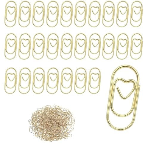 Small Paper Clips,130 Pcs Heart Shaped Paperclips Metal Gold Paper Clips Bookmark Clips Metal Paper Clips Paper Clam Clip Organizer Paper Clamps for School Office Document Organizing