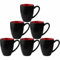 AiXception Black Coffee Mugs Set of 6 for Latte Cappuccino Hot Chocolate Dishwasher, Microwave Safe Stoneware Cups Set 12OZ(350ml) Red Inside