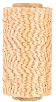 Stark gebundenes, rundes gewachstes Garn, wachsbeschichtete Polyesterschnur, 0,8 mm, 190 m, für strapazierfähigen Stoff, Ledernähen, Buchbinden, Polsterreparatur, Korbflechten und Makramee, Beige