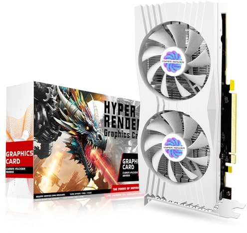 HyperRender RX 580 8GB Graphics Card 2048SP DDR5 256 Bit Graphics Card for Gaming PC PCIE 3.0 Twin Freeze Fans Computer Video Card with HDMI/DP/Ports (White)