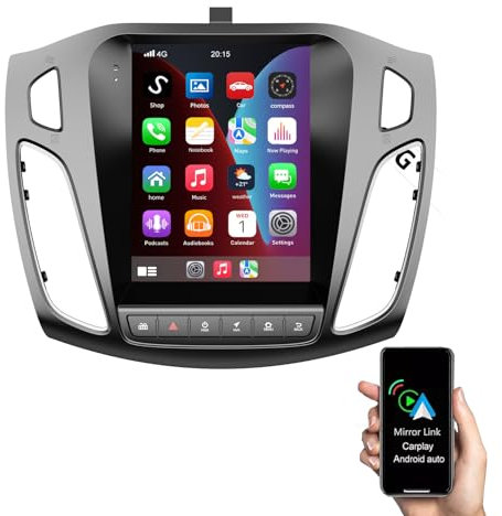 ESSGOO 2+64G Android 14 Drahtloses Carplay und Android Auto Autoradio Für Ford Focus 2012-2018, 9,7 Zoll 1080P Touchscreen mit Bluetooth FM RDS GPS USB WiFi