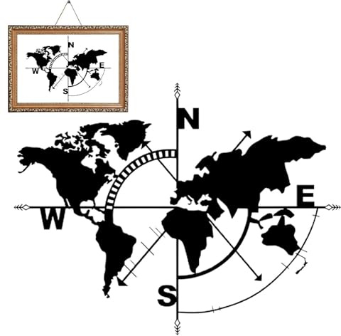 Wandkunst aus Metall - Design Weltkarte | Elegante hängende Wand für Zuhause und Büro | globale dekorative Kunst für Wohnzimmer, Schlafzimmer und Klassenzimmer