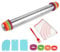 QOUBNIC Rouleau à Pâtisserie en Acier Inoxydable, 43.2cm Rouleau à Pâtisserie Antiadhésif Anneaux Réglables (2-8 mm) Tapis Silicone Antiadhésif avec Raclette et Pinceau pour Pizza Pâtes Biscuits