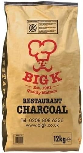 Bigg K Lumpwood Charcoal – Restaurant Grade 12kg | 100% Natural Hardwood | High Heat, Long Burn | Professional BBQ Fuel for Grills, Smokers & Tandoors