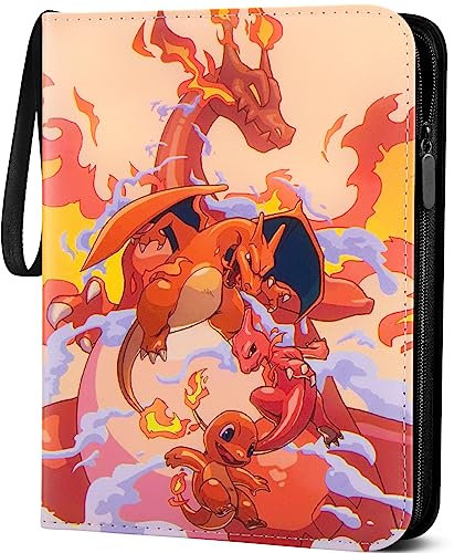 Sammelalbum für Pokemon Karten,400 Karten Sammelkarten Album 4 Taschen 50 Seiten Sammelmappe karten Ordner Heft,Hochwertiges Wasserdicht PU Leder Card Collection Sammelheft,Geschenk für kinder - 400