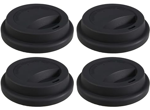 Ciieeo Silikon-Becherdeckel Für Kaffeebecher to Go Wiederverwendbarer Kaffeebecherdeckel Mit Trinköffnung Und Lufteinlass Für Tassen Aus Glas Keramik Oder Metall 4 Stück 3.74X3.74X0.79In