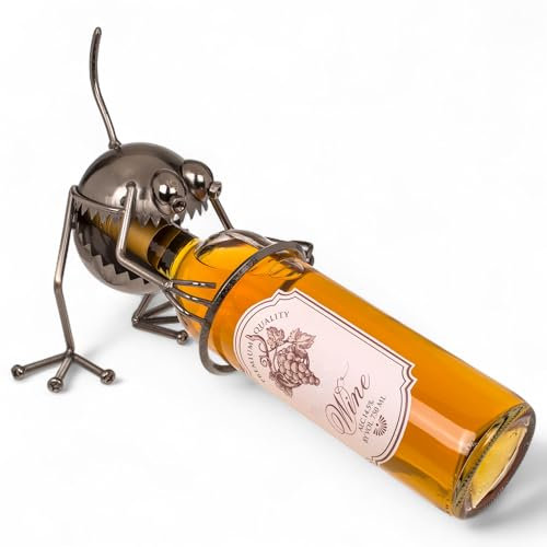 MIJOMA Weinflaschenhalter Monster aus Metall – lustiger Flaschenhalter für 1 Flasche, Deko-Weinständer, Handarbeit, witzige Tischdeko aus Eisen, 15x11x18 cm