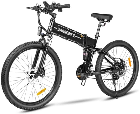 SAMEBIKE LO26-II E-Bike 26 faltbares Elektrofahrrad mit abschließbarer Federgabel, 48V 14Ah Lithium-Akku Reichweite bis zu 100 km mit 21 Gangschaltung Elektro-Mountainbike