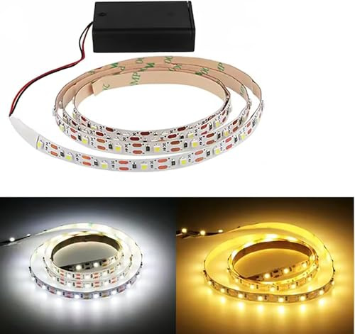 TOPXCDZ 2AA Batterie Power Led Streifen Licht SMD2835 1M 2M 3M 4M 5M Flexible Beleuchtung Weiß/Warmweiß Streifen Hintergrundbeleuchtung (Warm White, 4m)