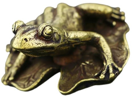 FIXOSHEE Messing Frosch Figur Teetisch Deko Kupfer Antik Stil Multifunktional Tee Haustier Wohnzimmer Schlafzimmer Dekoration Feng Shui Glücksbringer Geschenk