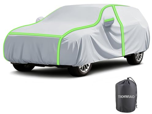 Autoabdeckung für Kia Sportage SUV 2019-2024|1665x1865x4660mm, Vollständig Passgenau Außenabdeckung mit grünem Reflektorstreifen Windschutzscheibe Schnee Regen Staub Autoplane