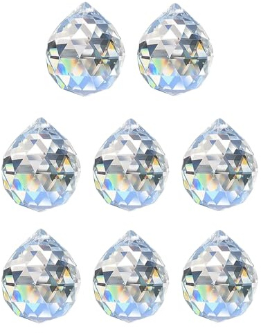 ordinarYone Pack of 8 20mm Hanging Clear Crystal Suncatchers Ball Chandelier Pendants for Window Decors and Home Craft Projects