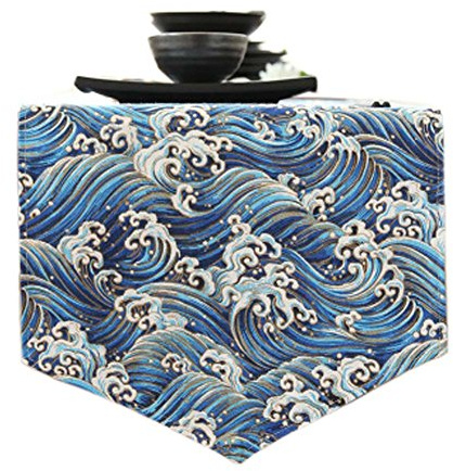Japanischer Art-Tischläufer-langes Tischtuch für Esszimmer / Tee-Tabelle, blau