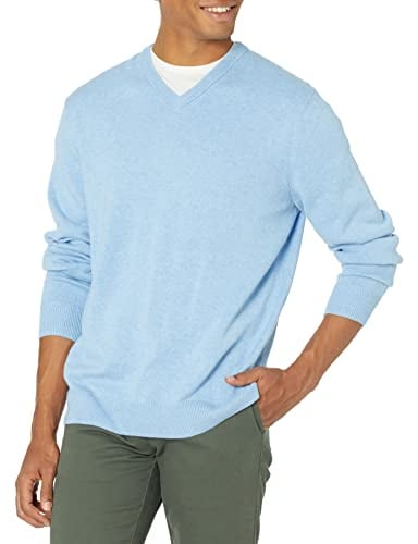 Amazon Essentials Herren Pullover-Pullover Mit V-Ausschnitt (Erhältlich In Groß und Schwer), Hellblau Heidekraut, M