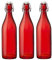 Simpa® 1L RED Traditional Vintage Style Glass Bottles 1 Litre Swing Top Bottles - Ideal for Domestic or Commercial Use - Fill with Water, Wine, Liquor, Oil, Beer, Schnapps or Cordials.