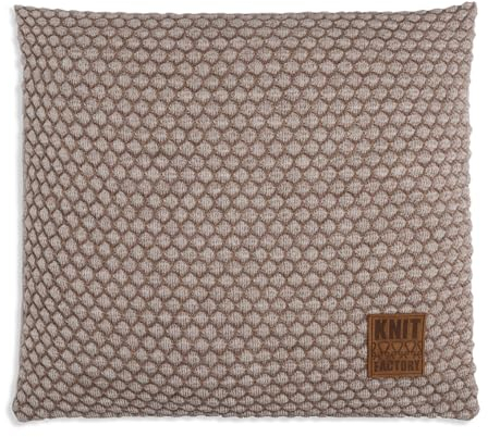 KNIT FACTORY - Juul Kissen - Zierkissen mit Füllung und Bezug - Quadratisches Dekokissen - Sofakissen aus 30% Wolle und 70% Polyacryl - Marron/Beige - 50x50 cm