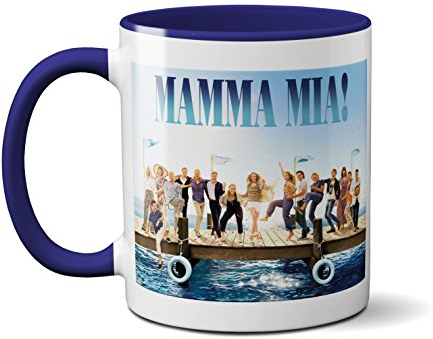 Mamma Mia Tasse, Keramik, Motiv Here We Go Again, Blau