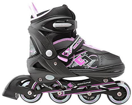 Tante Tina Pro Inliner für Kinder - Kinder Inliner verstellbar mit leuchtenden Frontrollen - Kinderinliner Rollschuhe größenverstellbar in 4 Größen - Schwarz/Pink - M (33-37