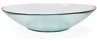 Verano Spanish Ceramics 100% Recycled Glass Eco Vintage Large Bowl & Conical Bowls - 1 Large Shallow Bowl 32cm x 7cm