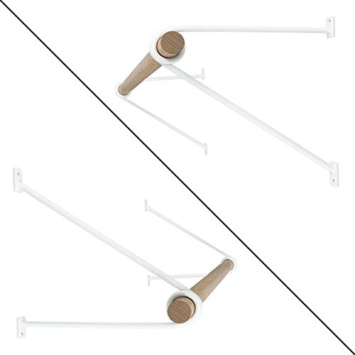 Natural Goods Berlin Wandgarderobe GARD Prenzlberg | Kleiderstangenhalterung für die Wand | 8mm Materialstärke | Garderobenstange | DIY (Weiß, T26 x B130cm Klamottenstange)
