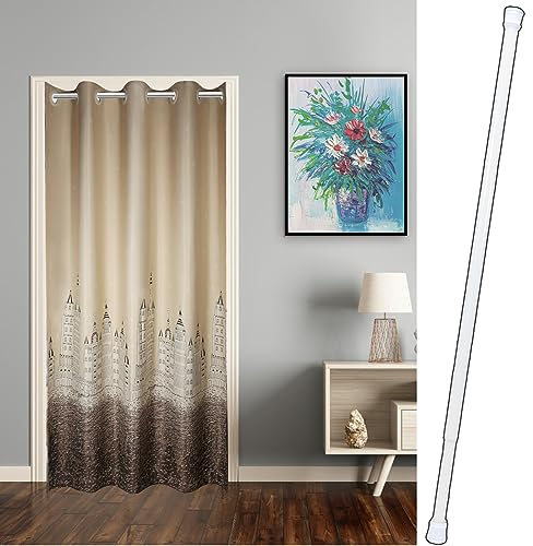 ACYOUNG Türvorhang mit Teleskopstange, einfache Montage ohne Bohren (Coffee Burg,200 x 150cm (HxB) und 70 bis 120 cm Teleskopstange)