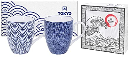 Tokyo Design studio Nippon Blue, set di 2 tazze in confezione regalo decorativa, stoviglie in porcellana, 380 ml