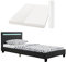 Juskys Polsterbett Verona 90x200 cm schwarz mit Matratze - Einzelbett & LED-Beleuchtung, Lattenrost & Kopfteil - Bett aus Holz & Kunstleder-Bezug