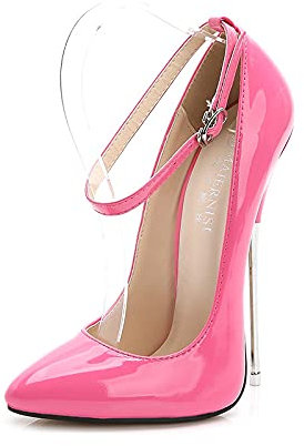 16CM/6,30IN Frauen einfarbig spitz sexy Stiletto High Heels Sandale Pumps Damen High Heels sexy Pole Dancer Stripper Ferse Stiletto Party Sandalen,Rosa,43 EU