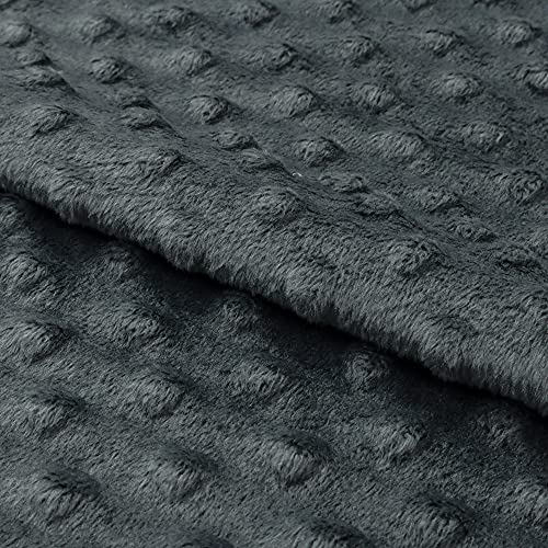 Fabreco PUNKT Deko-Stoff mit Noppen, Meterware 0,5lfm - 160cm breit, 300 g/m2, Plüschstoff für Kinderdecken, Spiel- und Krabbeldecken, Sofa- und Kopfkissen, Maskottchen - Graphit 02